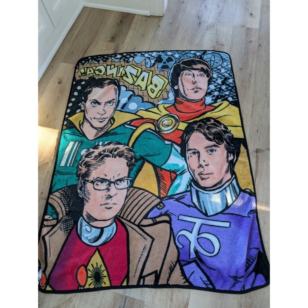 RARE PRINT ~ 2013 The Big Bang Theory ~‎ TV Show Cast Throw Blanket ~ 46X60